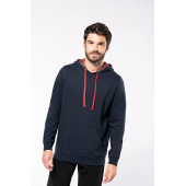 Unisex sweater met capuchon met contrasterend motief