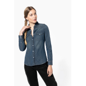Dames denim blouse lange mouwen